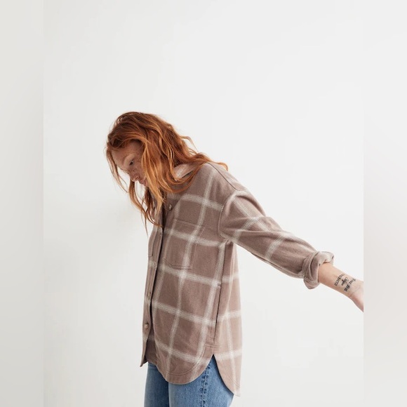 Madewell Flannel Kentwood Oversized Shirt-Jacket in Windowpane - Picture 4 of 9